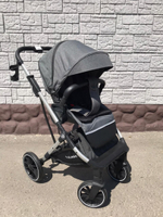 Коляска-трансформер 2в1 Luxmom T60 тёмное-серый текстиль