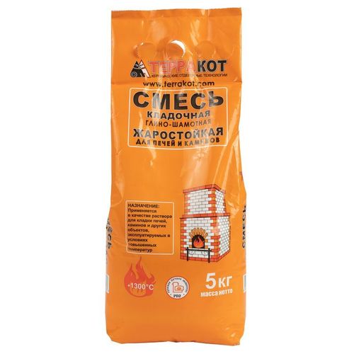 Кладочная смесь жаростойкая для печей и каминов Терракот 5 кг