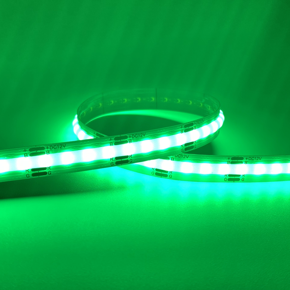Лента светодиодная COB RGB DC24V 15W/m 660Lm/m 480д/м CRI>95 IP20,  упаковка 5 метров,  ширина 10мм,  высота 2мм,  самоклейкая