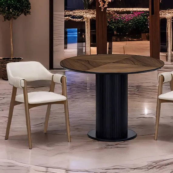 Стул Heron, орех, бежевое букле, коричневая экокожа