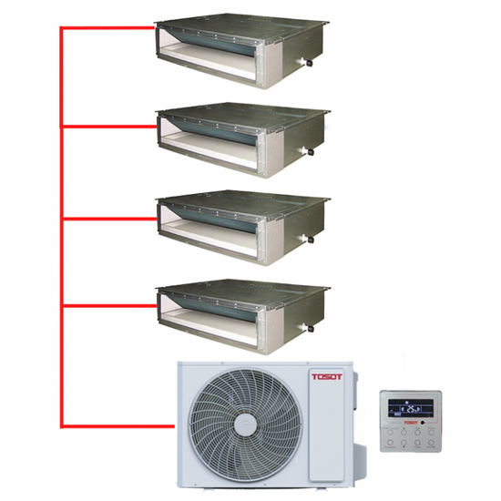 Мульти сплит-система TOSOT канальная на 4 комнаты (20+20+25+35 кв.м.)