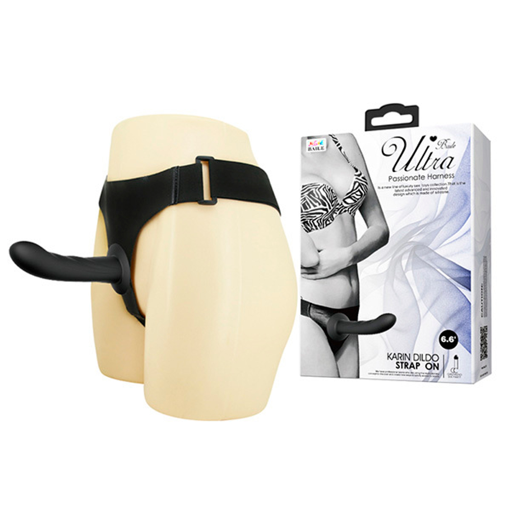 Женский страпон 16,8см на эластичных ремнях Baile Ultra Harness Karin Dildo BW-022051