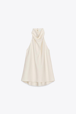 ZARA ТОП С ДРАПИРОВКОЙ ХАЛТЕР — ZW COLLECTION, ЭКРЮ