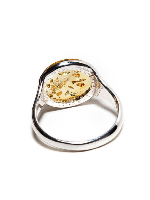 Кольцо с цельным янтарем желтого цвета, диаметр 11 мм