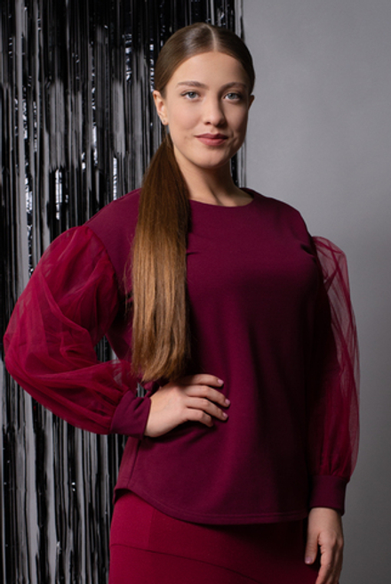 Блузка женская 3506АП, бордовый #58Бор093506АП