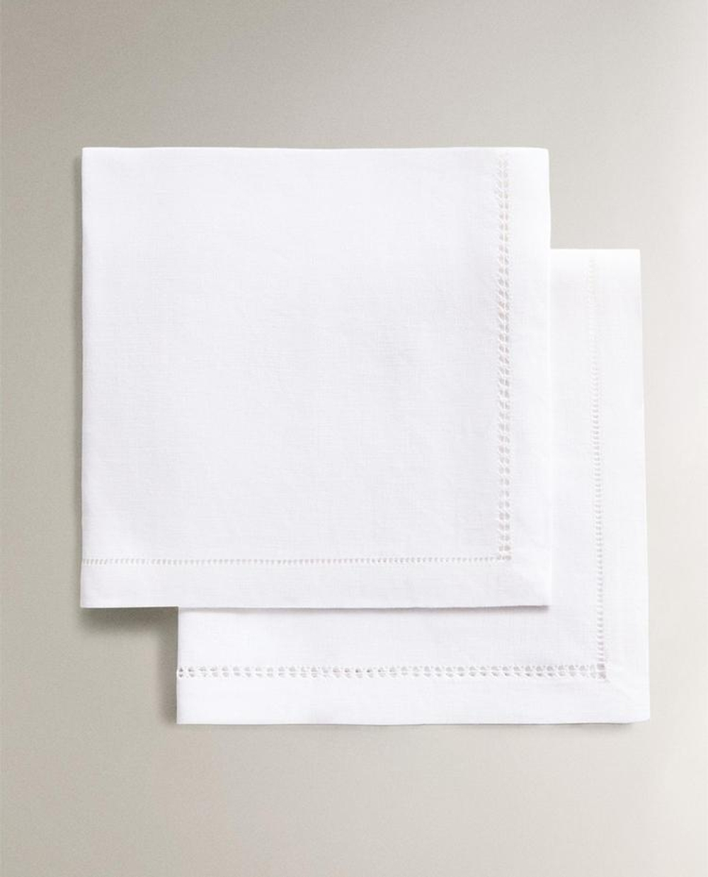 ZARA HOME НАБОР САЛФЕТОК С ВЫШИВКОЙ (2 ШТ.), БЕЛЫЙ