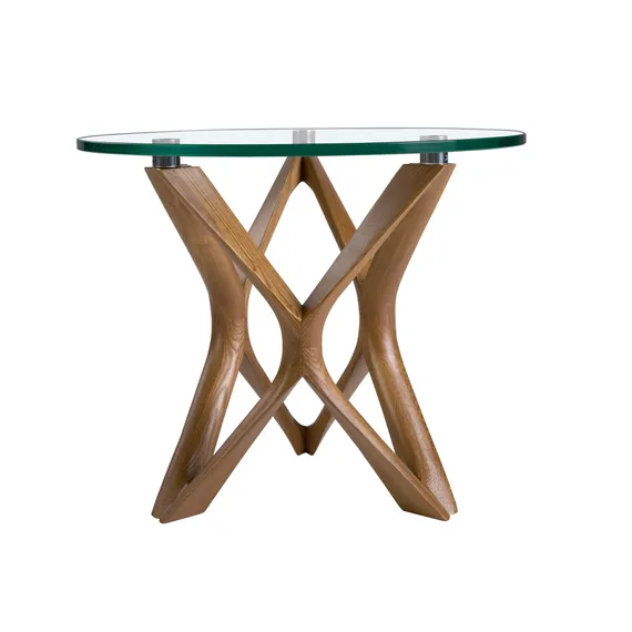 Журнальный столик Angel Cerda 2127 из закаленного стекла и ореха