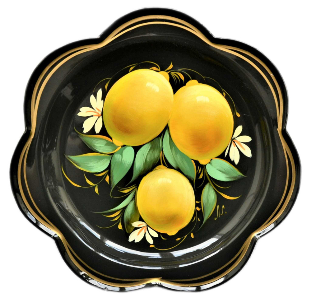 Жостовский поднос декоративный, размер 18 см (A1), металлический