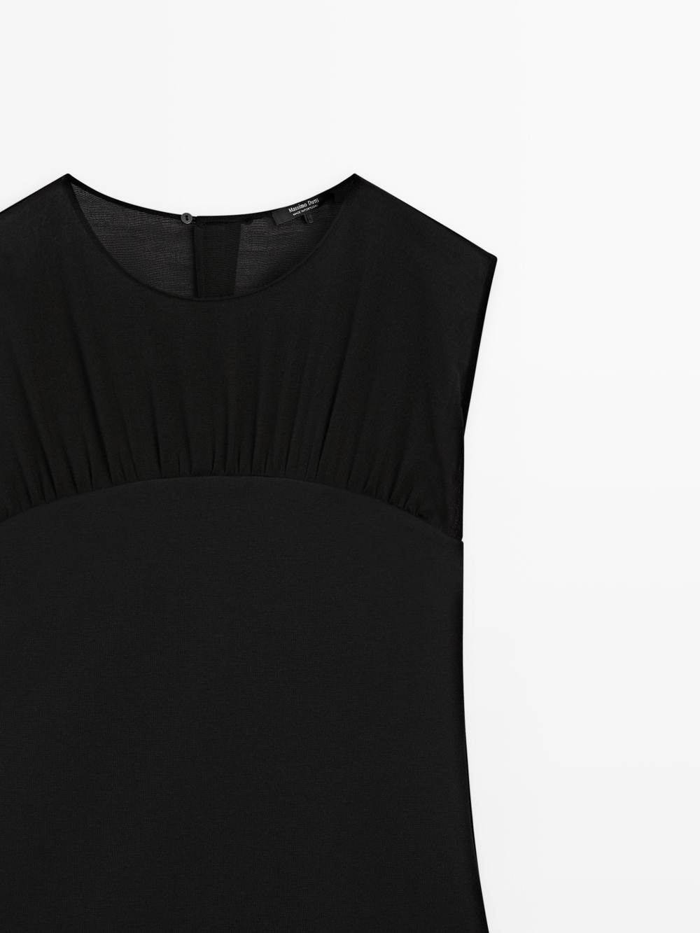 Massimo Dutti Комбинированное полупрозрачное платье миди, черный