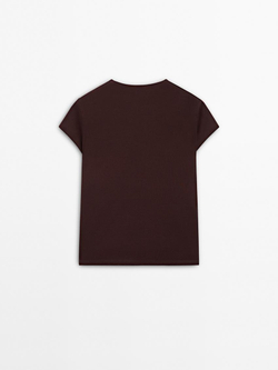 Massimo Dutti Хлопковая футболка, гранатовый