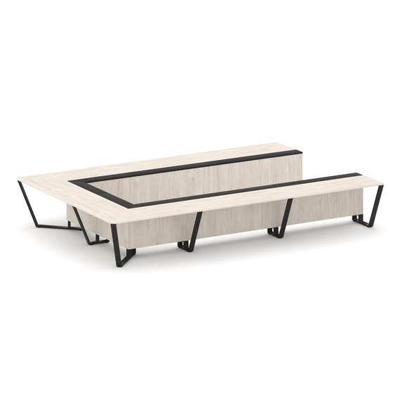 Steel Meet Стол переговорный П-образный KM-PR.B.SP-15P Денвер Светлый/Графит Глянец/Металл Черный 48