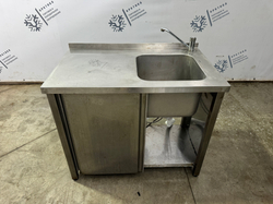 Мойка односекционная 1000х600х850 из нержавеющей стали с рабочей поверхностью