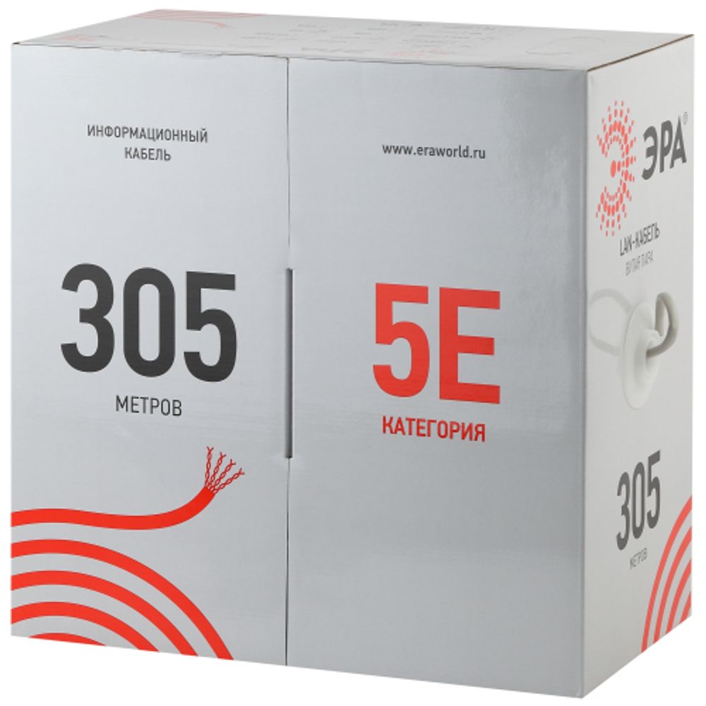 Кабель витая пара ЭРА U/UTP 2x2x24 AWG Cat5e CU PVC 305м | Электротовары