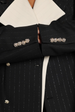 Жакет в полоску с двойным лацканом