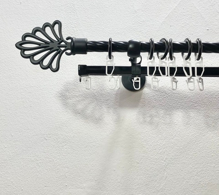 Карниз металлический витой Пальма двухрядный d16 мм со второй направляющей, цвет черный