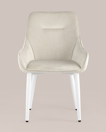 Стул Диана велюр кремовый ножки белые