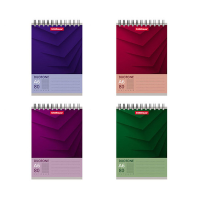 Блокнот на гребне ErichKrause Duotone Next, A6, ассорти, бумага, 80 л.