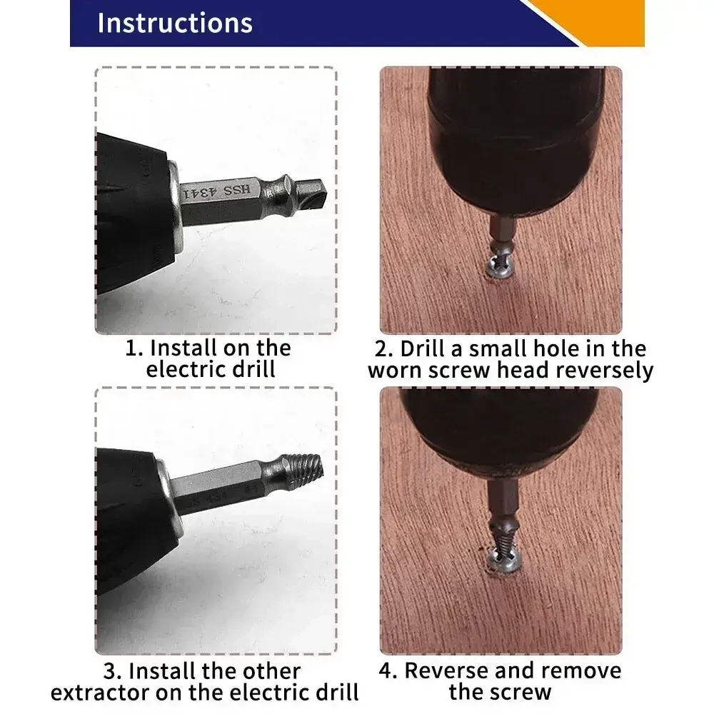 Набор экстракторов для сломанных болтов 6 шт.