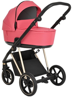 Детская коляска Roan Sol Luxury 3 в 1 с автокреслом Tutis Elo Lux Black RSL/4040 Viva Magenta/Gold