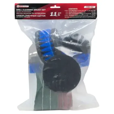 Набор сменных щеток для уборки/химчистки под шуруповерт 11пр: кругл.90х75мм,плоск.50х25мм,100х25мм,120х25мм,насадка под диски 100мм,диски 100мм 6шт FORCEKRAFT FK-CBK-02