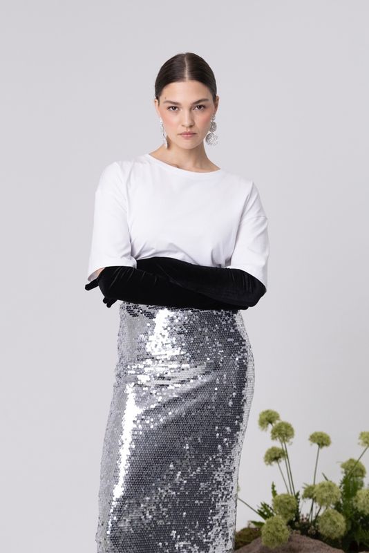 Юбка из пайеток, серебро