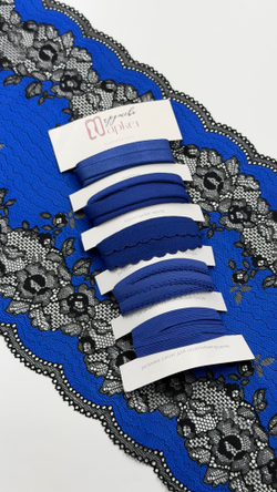 Эластичное кружево для белья ультрамарин с черным ширина 23 см