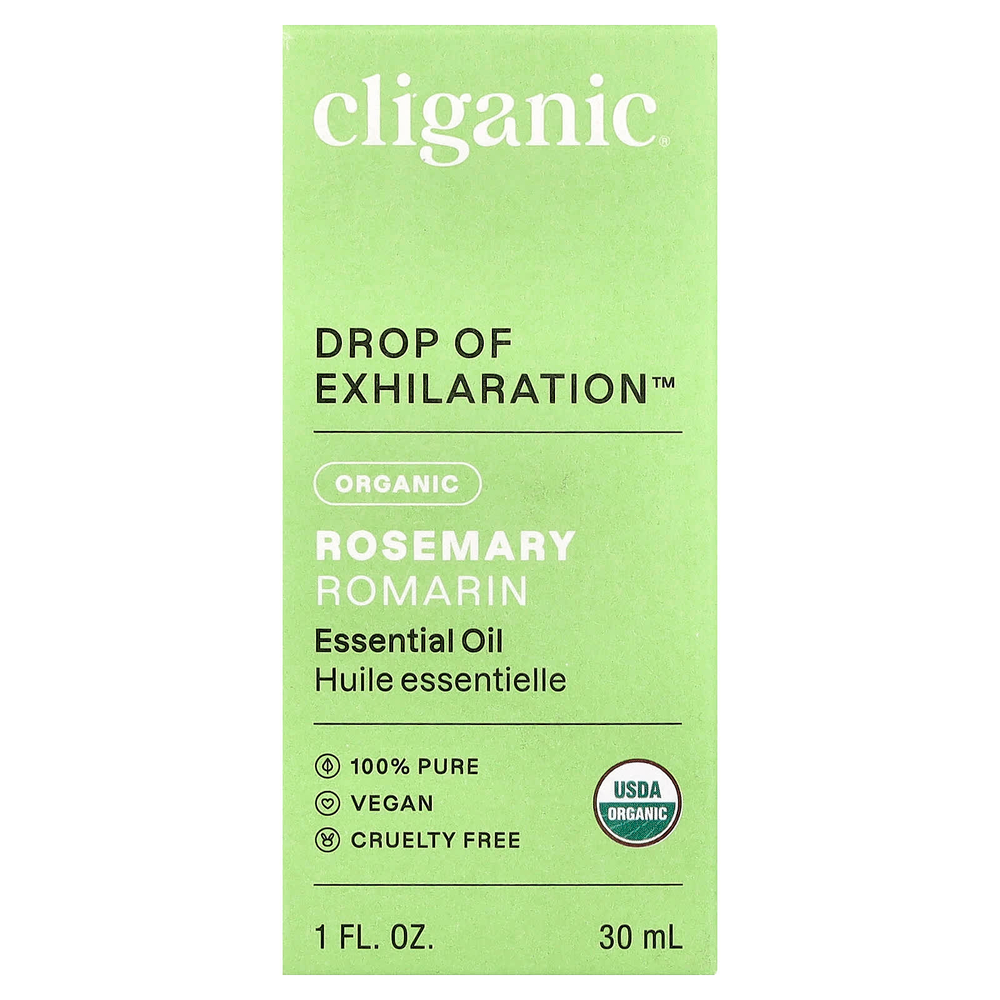 Cliganic, Drop of Exhilaration™, органическое эфирное масло розмарина, 30 мл (1 жидк. унция)
