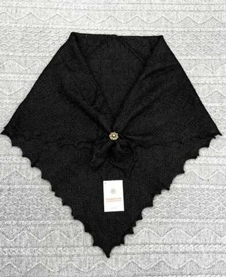Оренбургский пуховый платок П3-100-07 черный