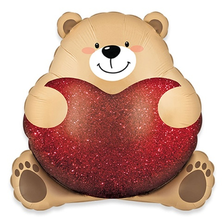 ФИГУРА Мишка обнимающий сердце 58 см