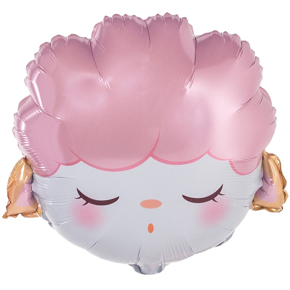 Шар Фольгированный Овечка голова (Розовый)