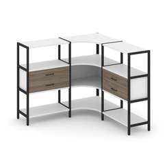 Shelf System Трехсекционный угловой стеллаж трехярусный с ящиками SN.STMU-331 Белый/Вяз Благородный/