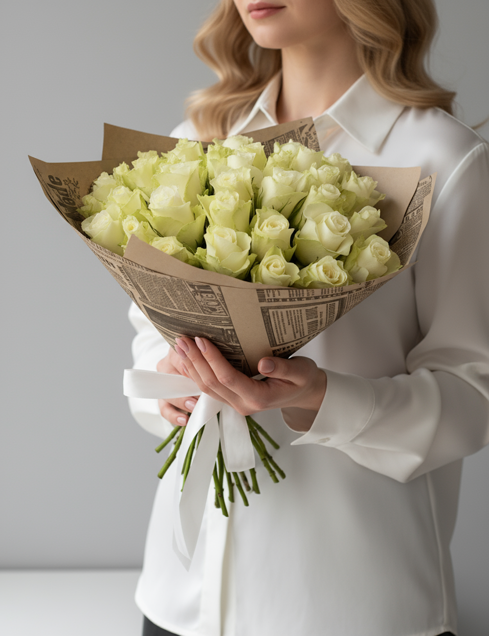 Букет из 25 роз Белый ангел