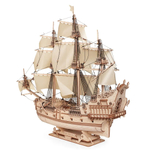 Корабль "Утренняя Звезда - 2" (Lemmo). Бежевые паруса, Сборная модель, деревянный конструктор, 3D пазл, подарки, хобби, короблестроение, судомоделизм, белые паруса