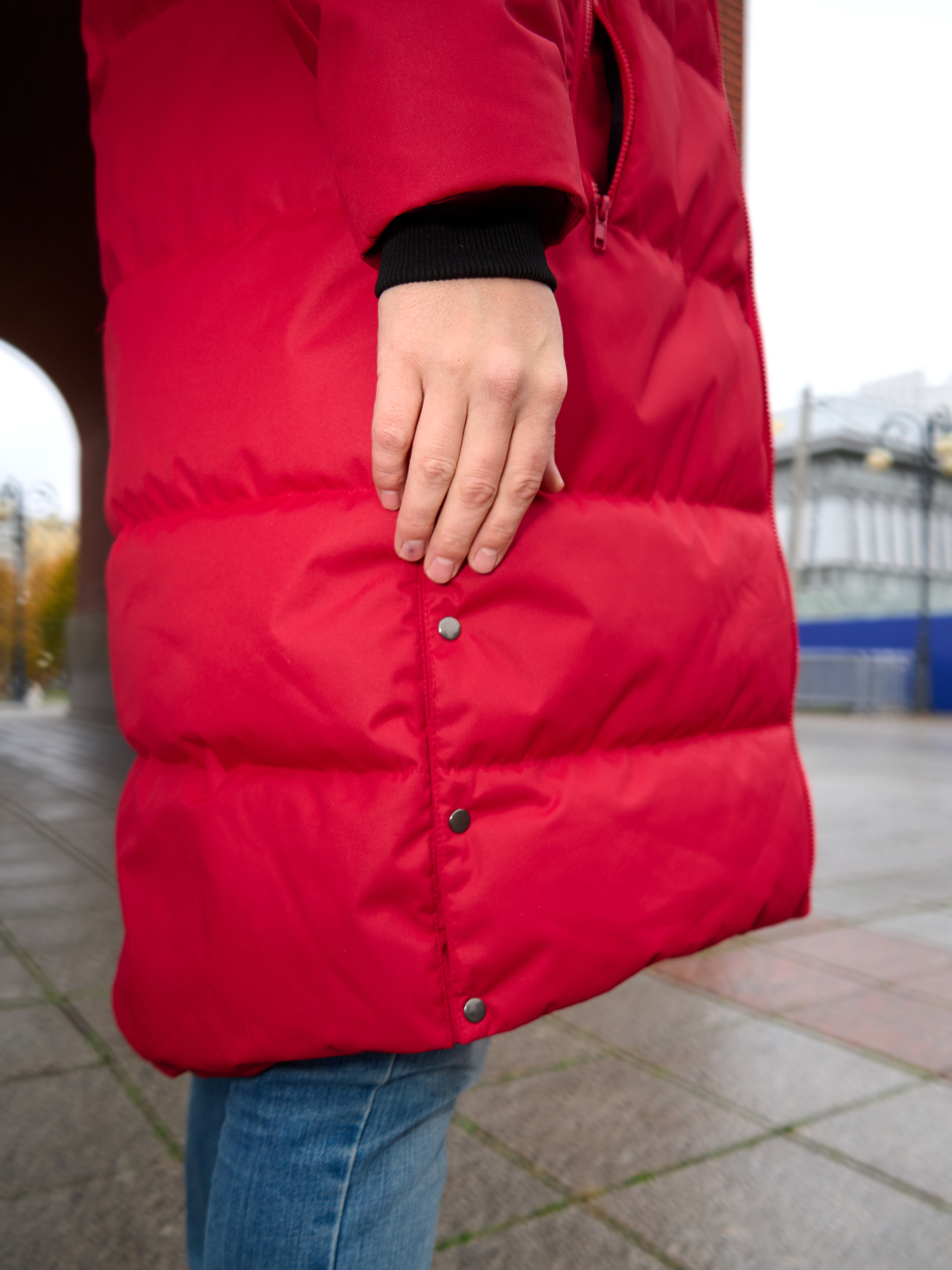 Пуховик мужской удлиненный "Russia" красный