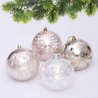 Новогодние шары «Сказочное королевство» 10 см (набор 8 шт), Шампань