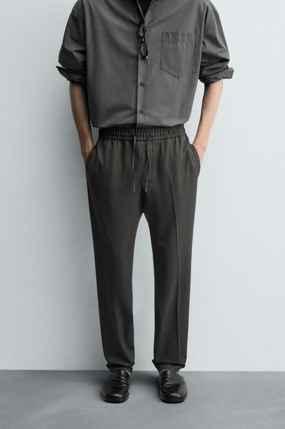 ZARA БРЮКИ-ДЖОГГЕРЫ КОМФОРТНОЙ ПОСАДКИ, ТЕМНО-ЗЕЛЕНЫЙ