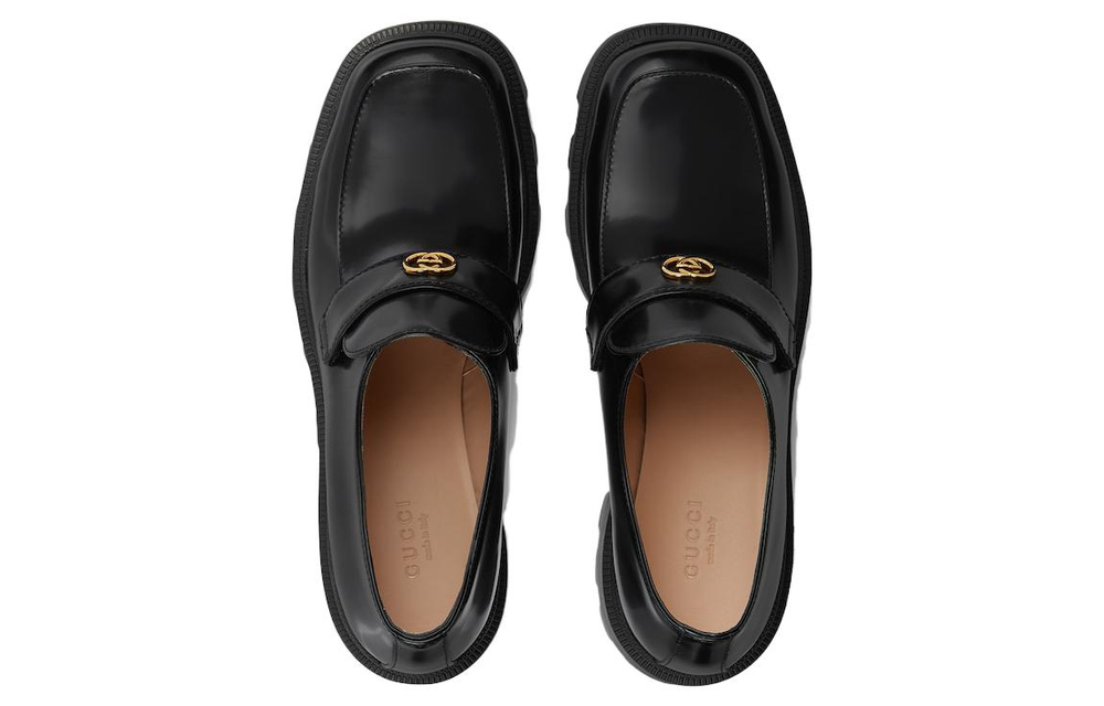 GUCCI Interlocking Loafers 7.5cm Women"s Black