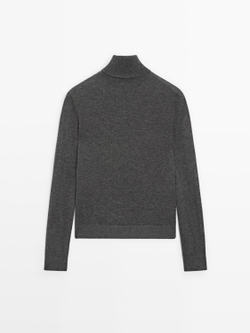 Massimo Dutti Свитер из смесовой шерсти с высоким воротником, антрацитово-серый