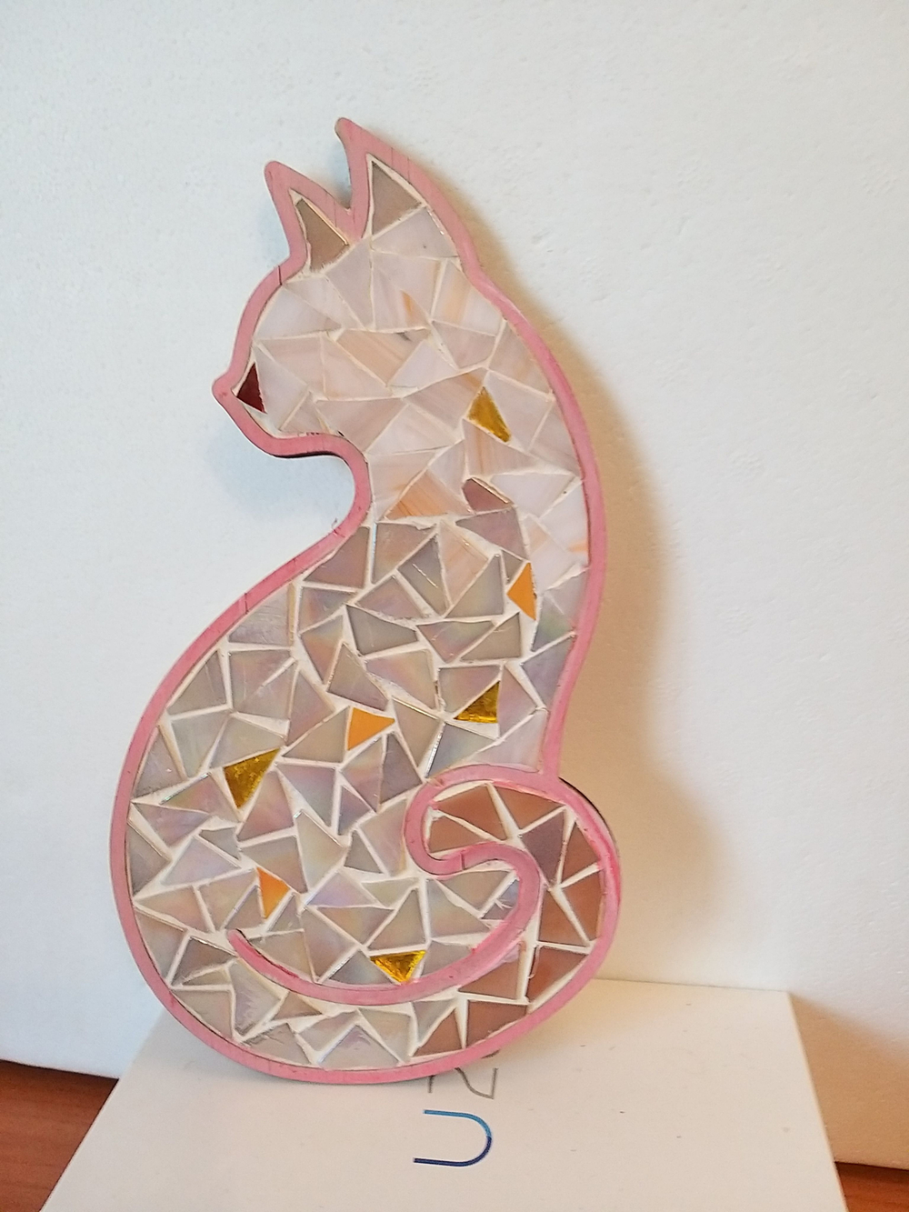 Набор для творчества мозаика стеклянная Розовый Кот 18 см.