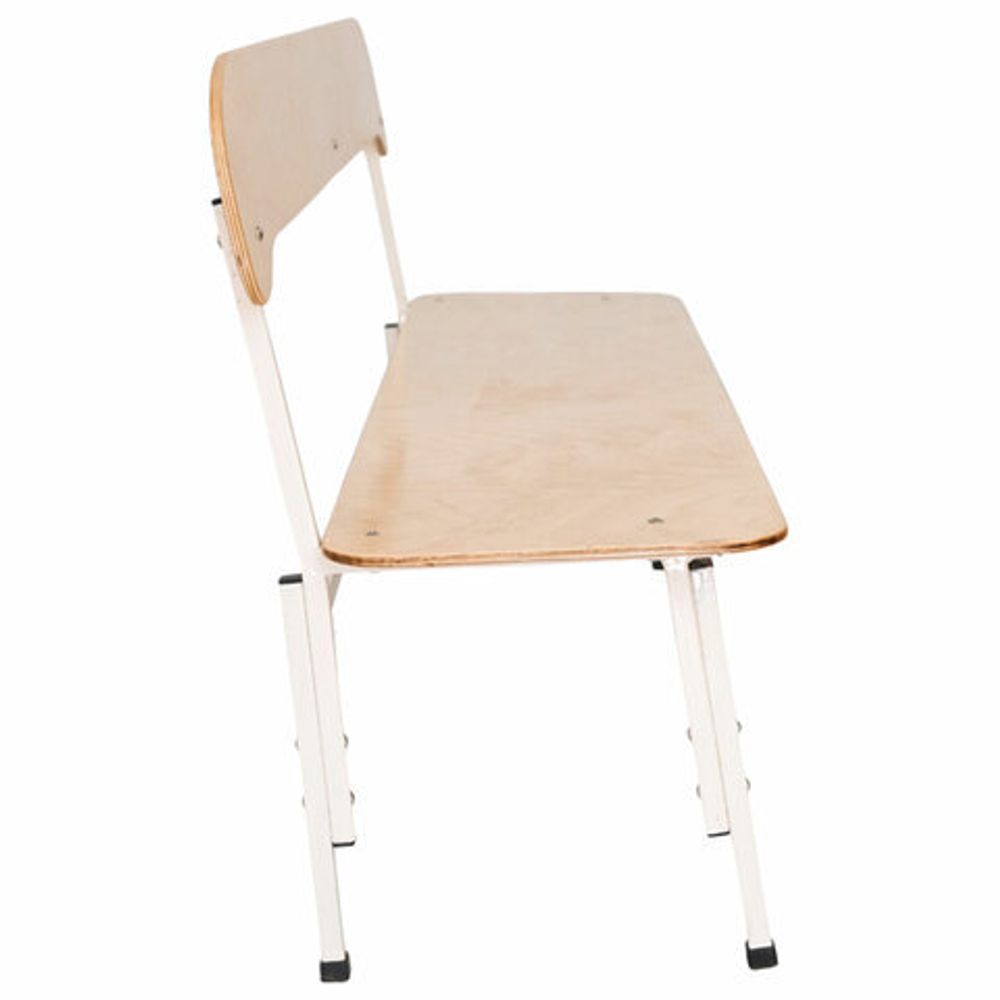 Скамья детская со спинкой "Дошколенок", 1150х300х510-650 мм, регулируемый рост 1-3, фанера, металл "слоновая кость"