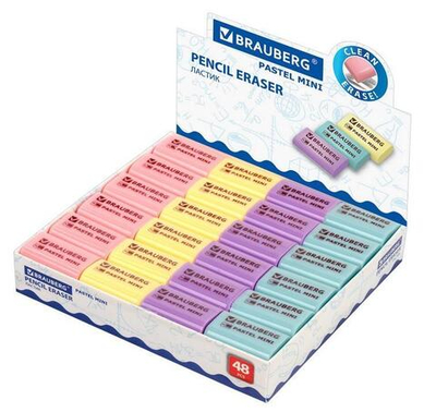 Ластик 27*18*10мм,в ассорт. "Pastel Mini" (BRAUBERG)