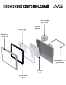 Светодиодный прожектор уличный AVG серия 6 SDO-6 100Вт