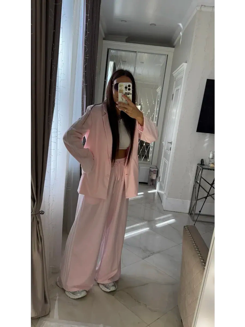 Костюм двойка брючный трикотажный в рубчик oversize