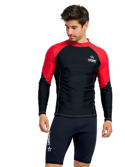 Футболка рашгард лонгслив Sargan Агидель UPF 50+ мужская черно-красная