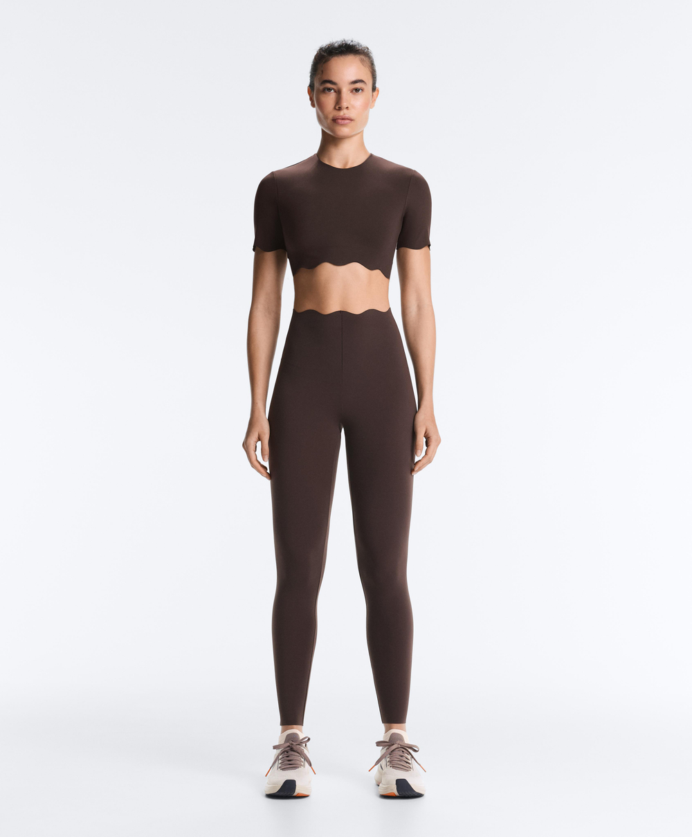 Oysho Топ Compressive волнистый, коричнево-красный