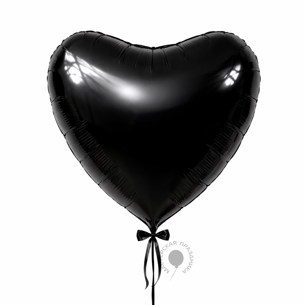 G Шар 36'' / 91 см сердце Черный  (БГ-150)