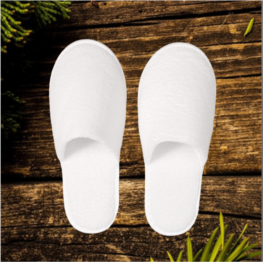 Тапки корал флис, закрытый мыс (50 пар) одноразовые, белые