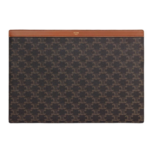 CELINE Triomphe Canvas With Calfskin Laptop Storage Bag Protective Cover Laptop Bag Men"s Black