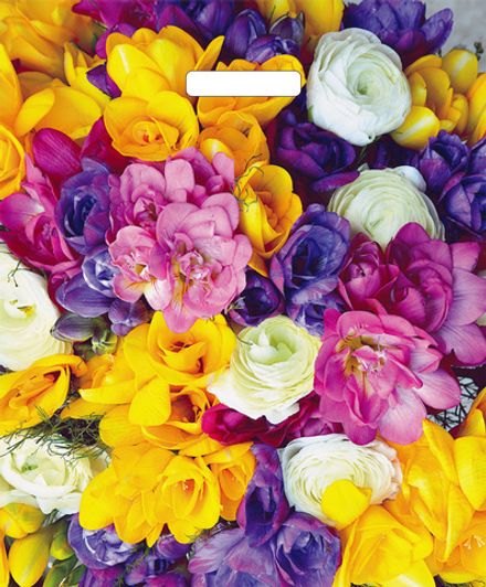 Пакеты с вырубной ручкой "Весенний букет" 38х45+3см, 60мкм (25/500шт)