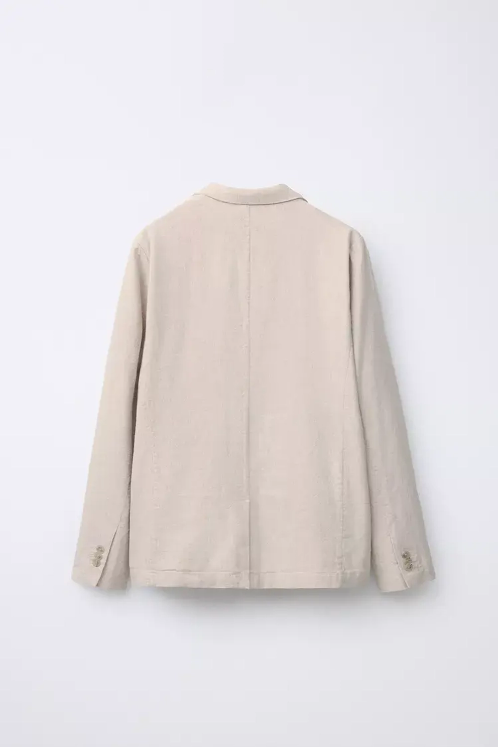 ZARA КОСТЮМНЫЙ ПИДЖАК ИЗ ХЛОПКА И ЛЬНА, СВЕТЛО-БЕЖЕВЫЙ